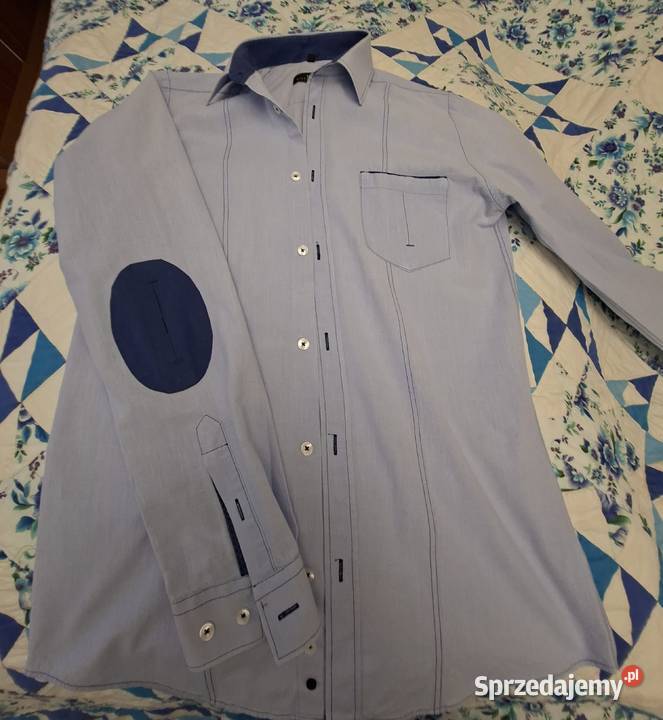 Koszula męska niebieska zgranatowymi łatami Rozmiar M Kraków