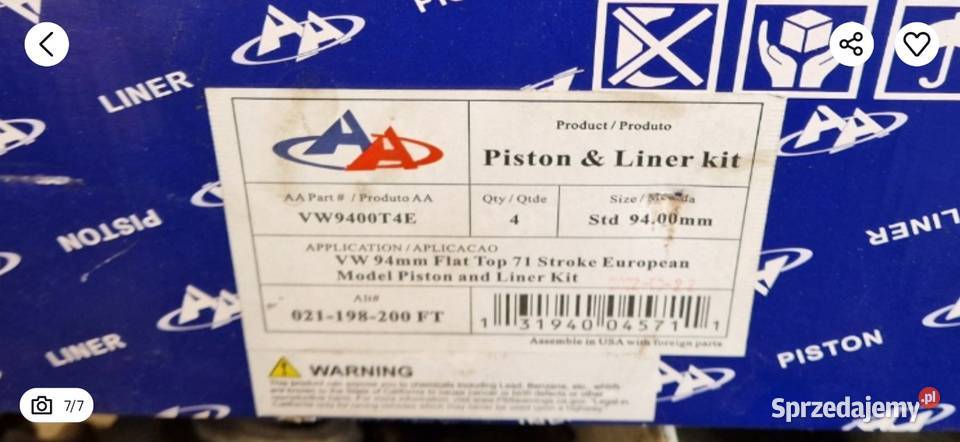 vw t2 zestaw tłokow cylindrów Chrzanów