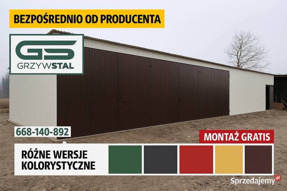 Biały GarażWiata Blaszana Magazyn Magazyn Hala Leżajsk