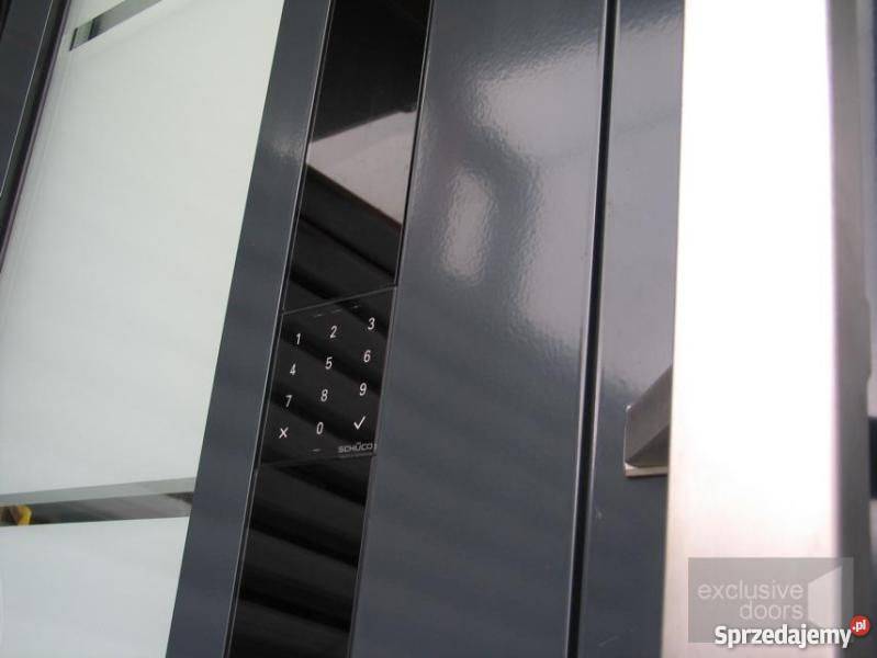 Drzwi aluminiowe wejściowe z systemem kontroli Metalowe