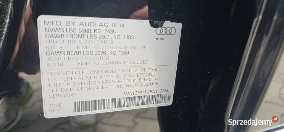 Audi Q5 20tfsi 2014r niski przebieg 2000cm3 mazowieckie Wołomin