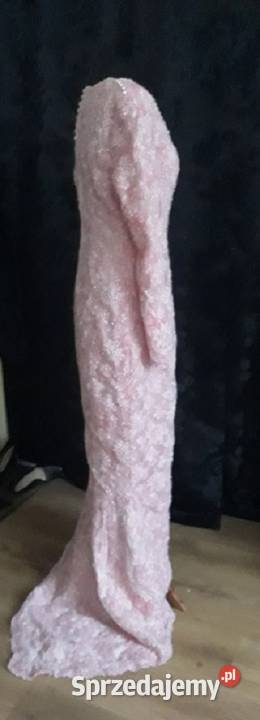 różowa koronkowa vintage koronkowa sukienka M