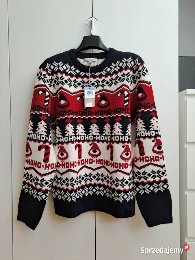 Sweter świąteczny dzianina kardigan J HartBros M długi Białystok
