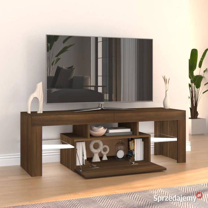 Szafka pod TV z oświetleniem LED brązowy dąb mazowieckie Warszawa sprzedam