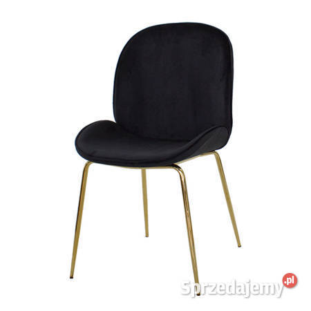 Krzesło czarne z weluru złote nóżki