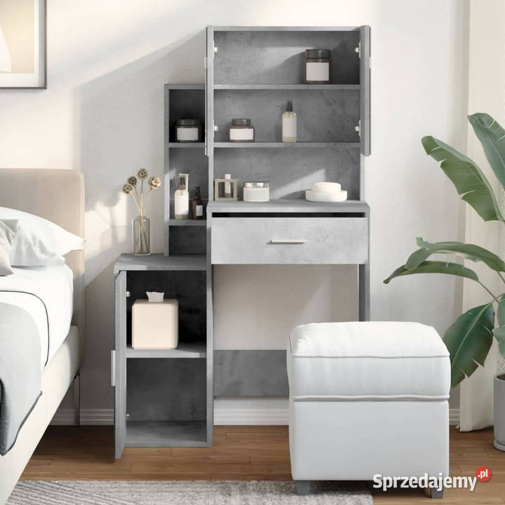 Toaletka z szafką szarość betonu 80x35x132