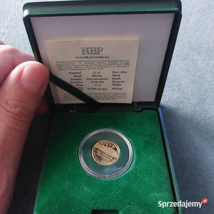 Moneta 37 złotych 2009 ks Jerzy Popiełuszko Kraków