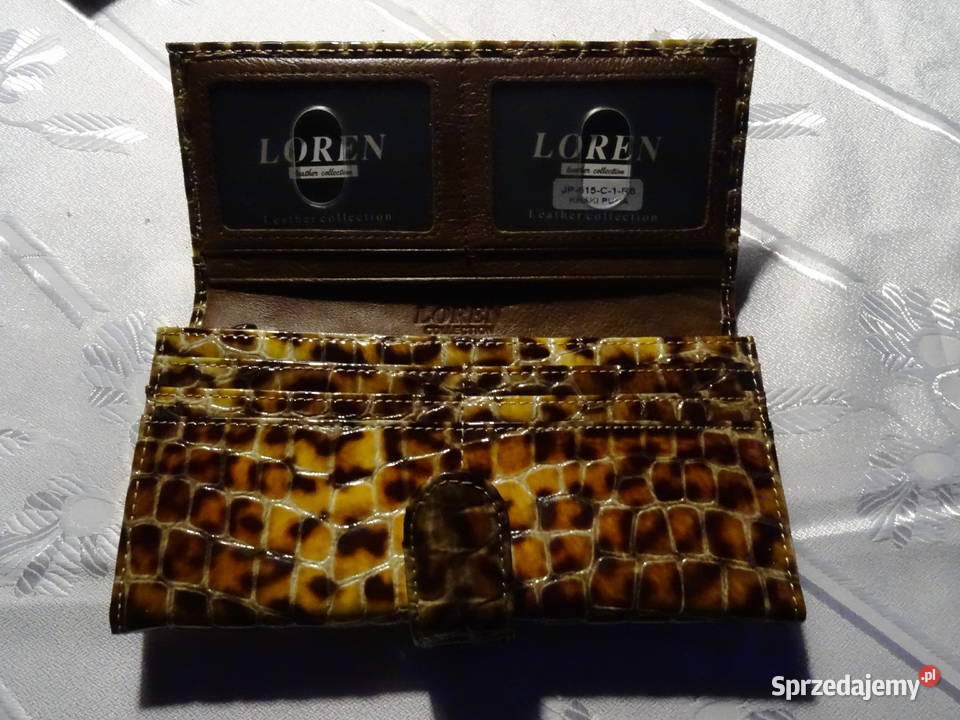 Skórzany lakierowany portfel firmy Loren Pozostałe Różan