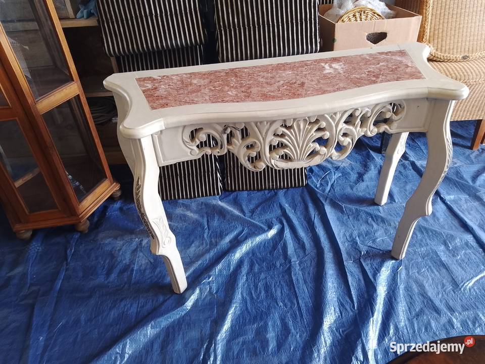 Konsola stolik przyścienny z kamiennym blatem Meble Stolno