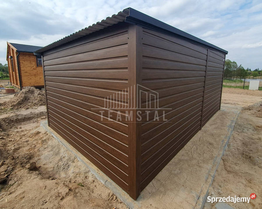 Garaż Blaszany 3x6m Brama Uchylna Ciemny Orzech lubelskie Zamość