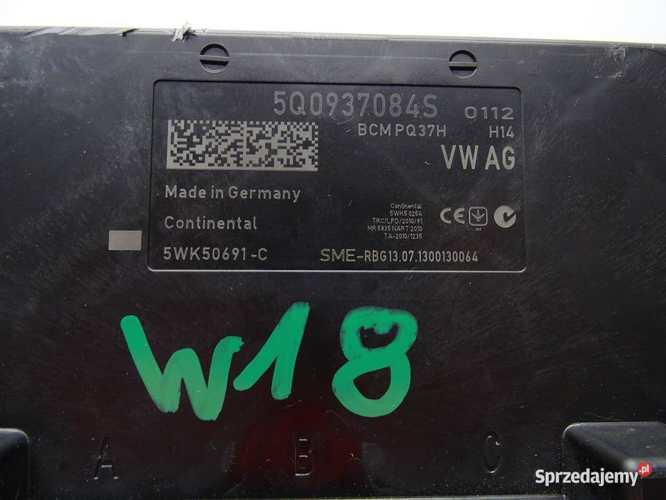 MODUŁ STEROWNIK KOMFORTU BCM 5Q0937084S VW GOLF osobowe małopolskie