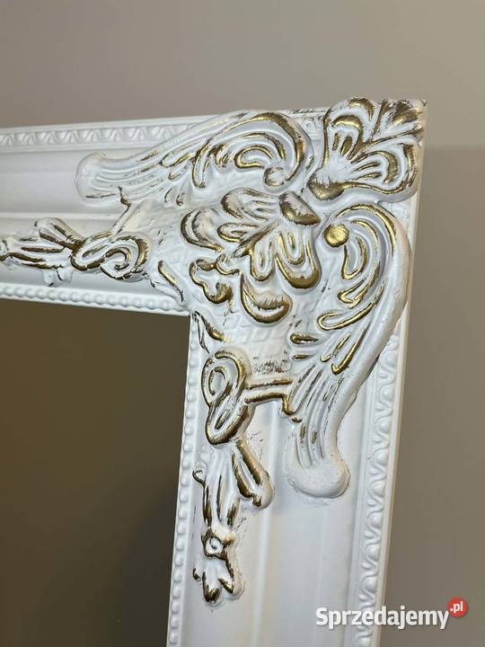 Lustro białe ze złotymi zdobieniami Ruda-Huta