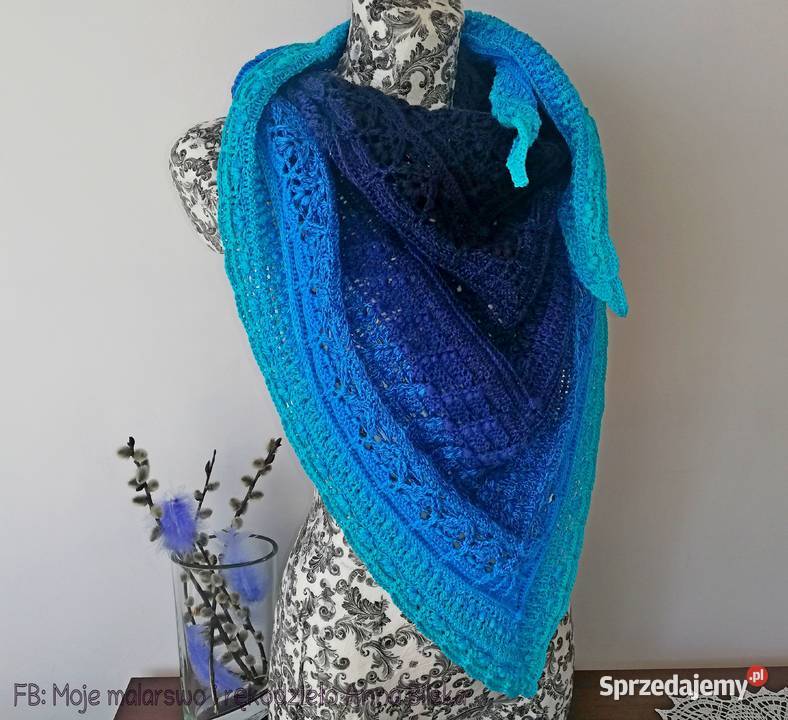 Chusta Ombre rękodzieło na szydełku