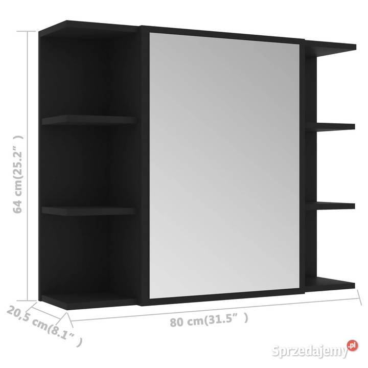 Szafka łazienkowa z lustrem czarna 80 x 205 x64 mazowieckie sprzedam