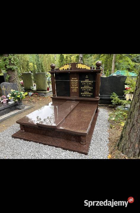 NAGROBEK GRANITOWY PODWÓJNY Z MONTAŻEM GRANIT Konary