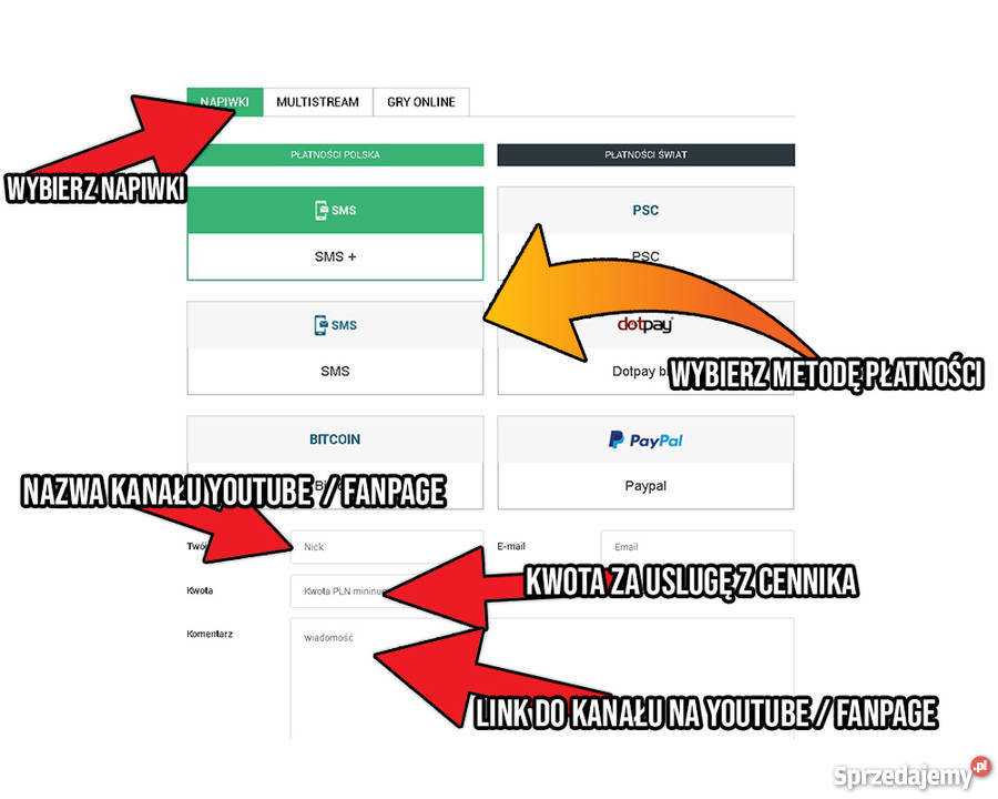 Subskrypcje YouTube Auto Płatności PSC SMS Usługi reklamowe Warszawa