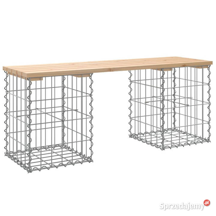 Ławka ogrodowa gabion 103x31x42 lite drewno