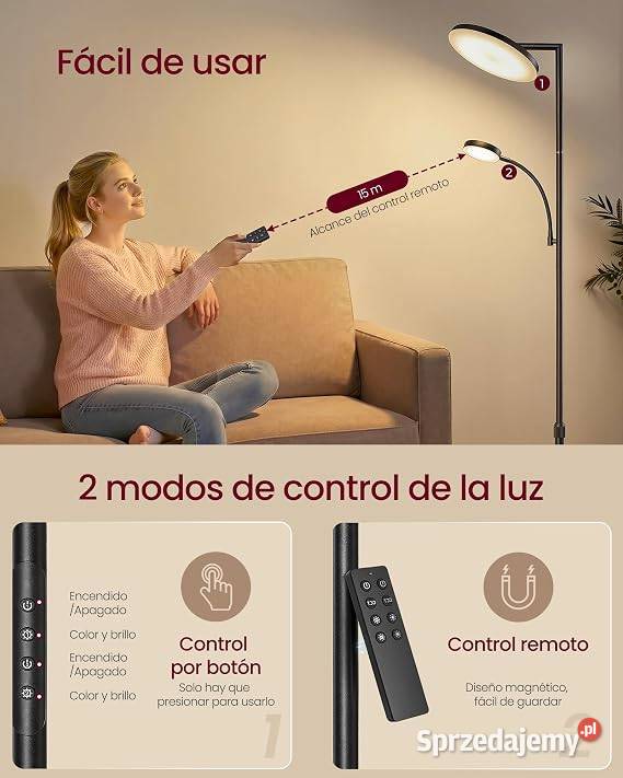 Lampa podłogowa z lampką regulowana wysokość Golina