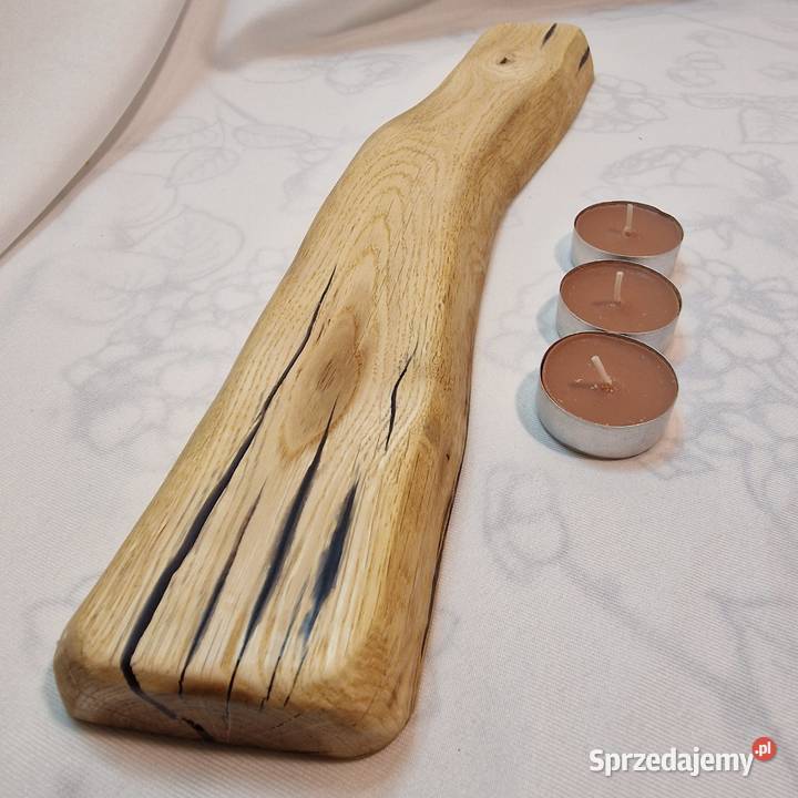 Świecznik dębowy sęk w sęku 3 tealighty Pamela Wyposażenie wnętrz sprzedam
