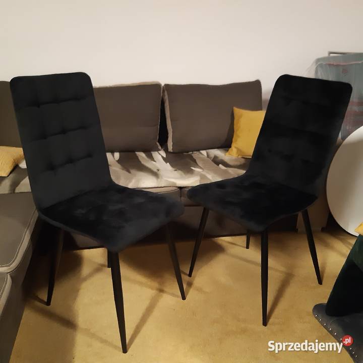 krzesła CZARNE WELUR 4 NOWE LOFT GLAMOUR 93cm Stoły, krzesła, biurka świętokrzyskie Ostrowiec Świętokrzyski
