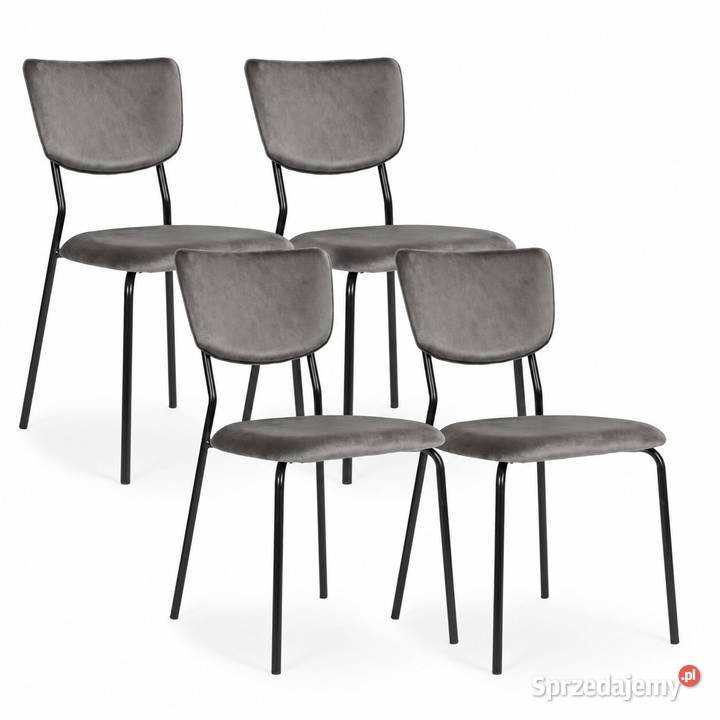 Komplet 4 krzeseł welurowych tapicerowanych 53cm