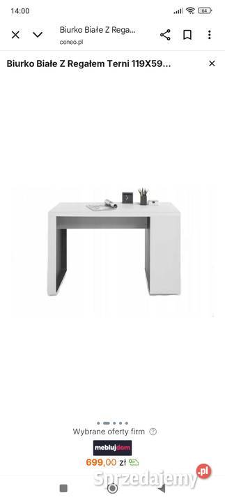 Biurko białe matowe z czterema półkami Meble Sosnowiec