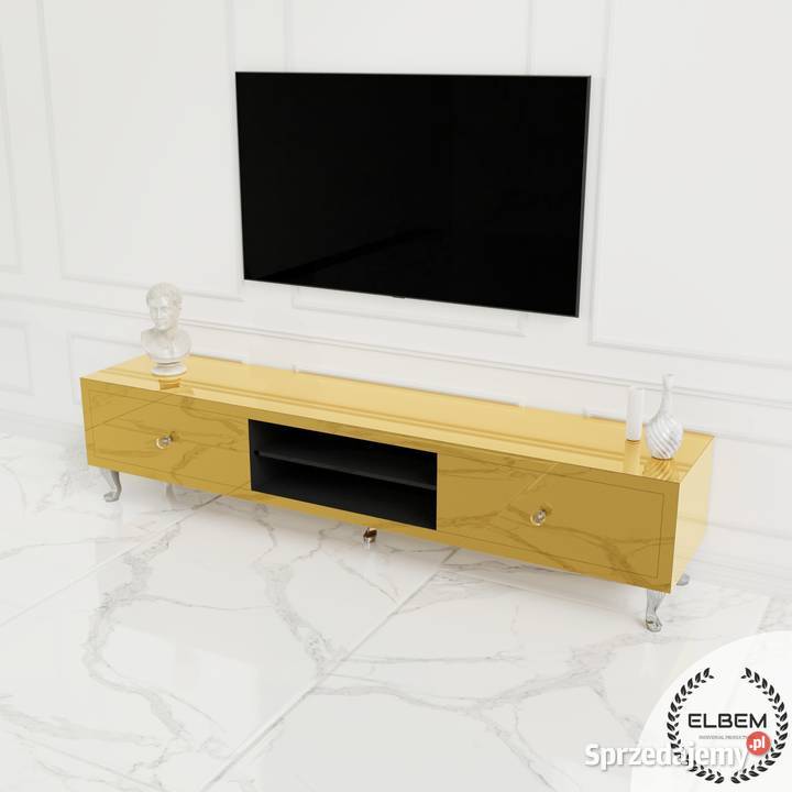 Złota lustrzana szafka RTV Glamour 40cm Warszawa