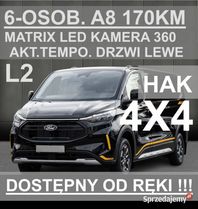 Ford Transit Custom 4X4 170 A8 6osTrail Kamera diesel Szczecinek