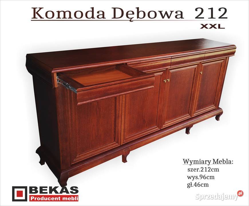 Stylowa Duża Komoda Dębowa 212 Xxl Bekas Meble 50cm Toruń