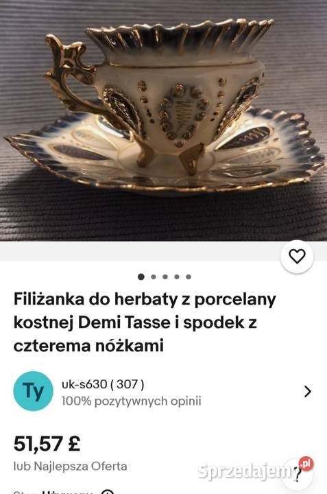 Wiktoriańska kobaltwo złota filiżanka ze Pabianice