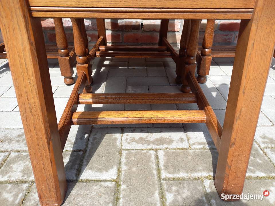 Krzesła dębowe drewniane ze skórzaną tapicerką 4 zachodniopomorskie Gawroniec