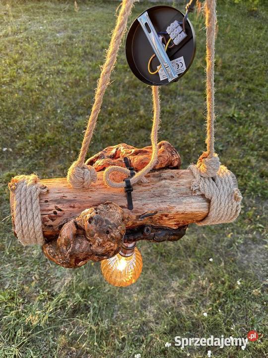 Lampa wisząca z czagi unikatowe rękodzieło wielkopolskie Lubasz sprzedam