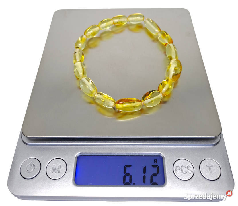 Komplet korale i bransoletka z bursztynu ryż