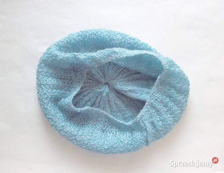 niebieski beret luxny beret luźna czapka