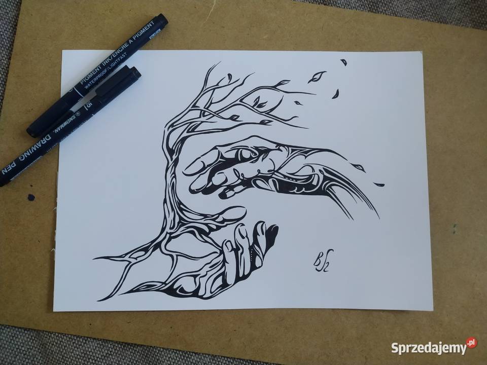 Rysunek dłonie 2 cienkopis blok t A4 250 gm2 Warszawa
