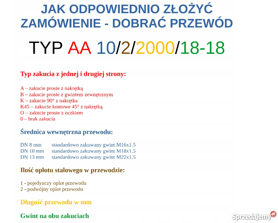 Przewód Wąż Hydrauliczny KB1000 DN13 2222 160bar kujawsko-pomorskie Solec Kujawski sprzedam