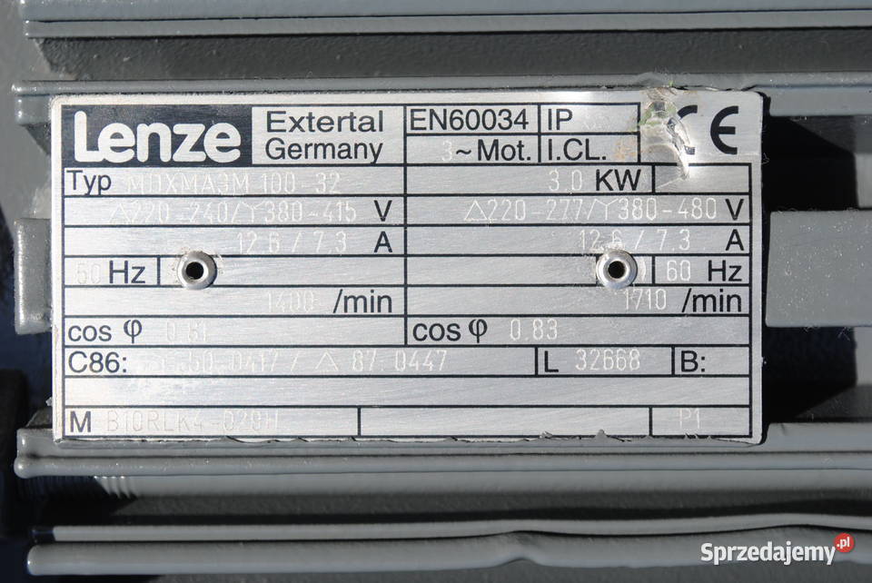 Motoreduktor 3kw 11obrmin z hamulcem Firmy LENZE