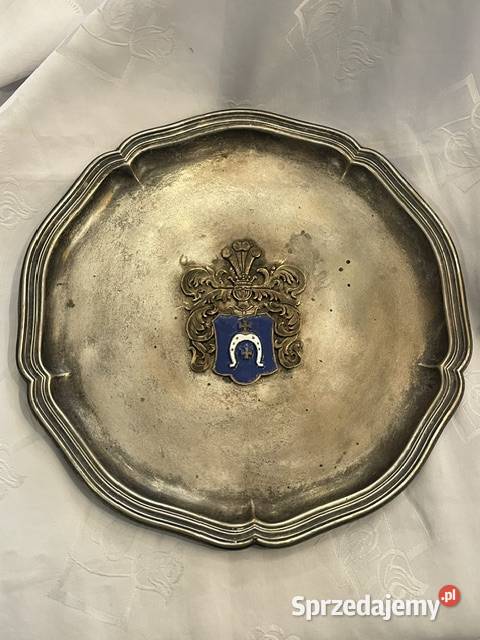 Ozdobna Patera Ścienna Herb Lubicz Posrebrzany Antyki Antyki, Sztuka, Kolekcje Kraków