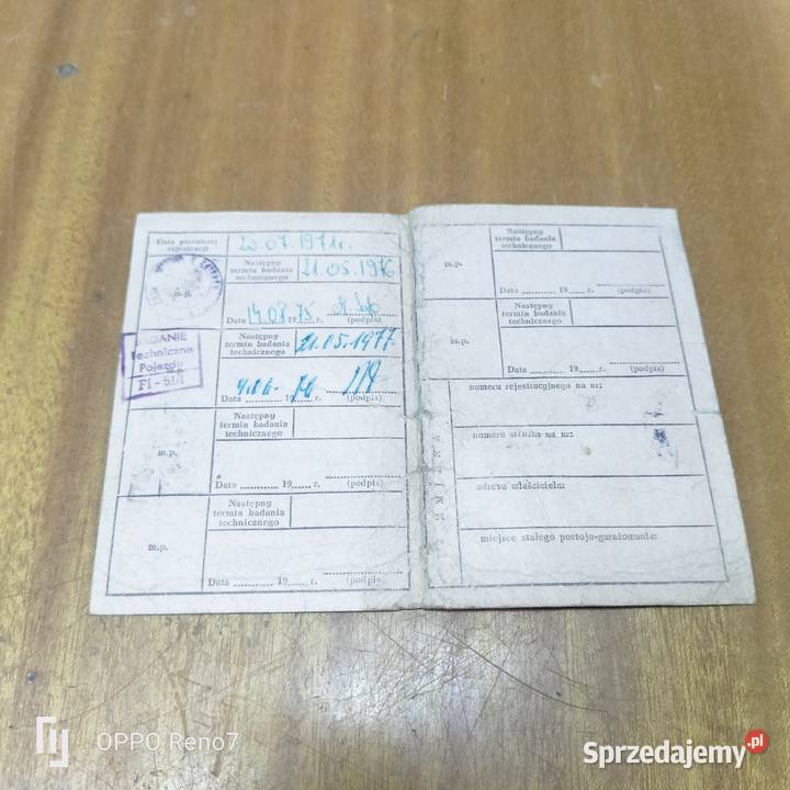 Dowód kolekcjonerski Jawa 250 1958r łódzkie Łubno