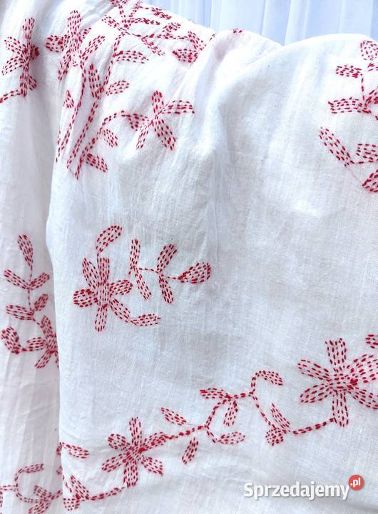 Duża chusta szal dupatta haftowana biała bawełna Szczecin sprzedam