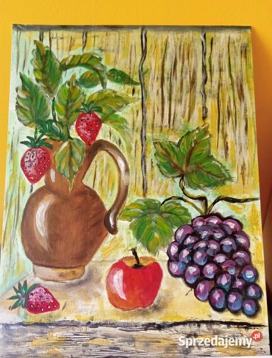 Martwa natura obraz ręcznie malowany akrylami Piwniczna-Zdrój