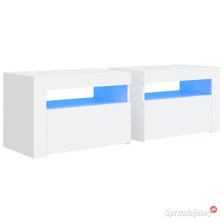 Szafki nocne z LED 2 białe 60x35x40 WM3080734 mazowieckie Warszawa