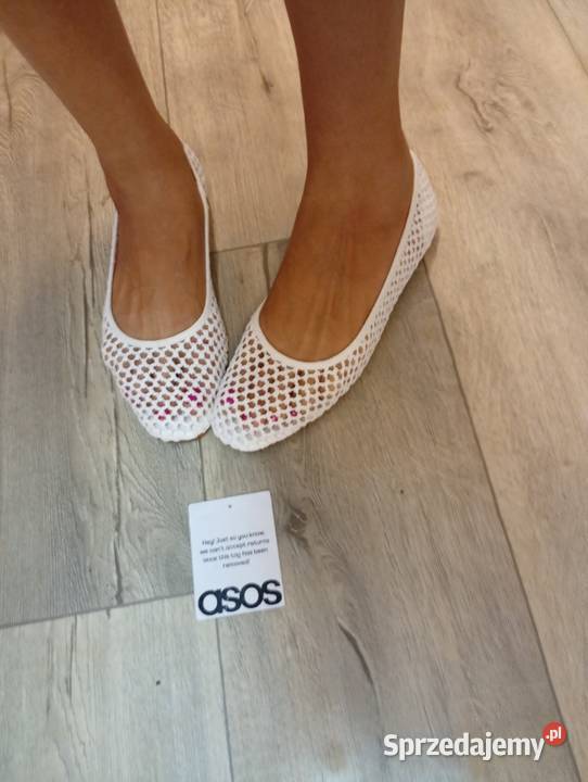 39 ASOS Design Białe siateczkowe baleriny Obuwie Kraków