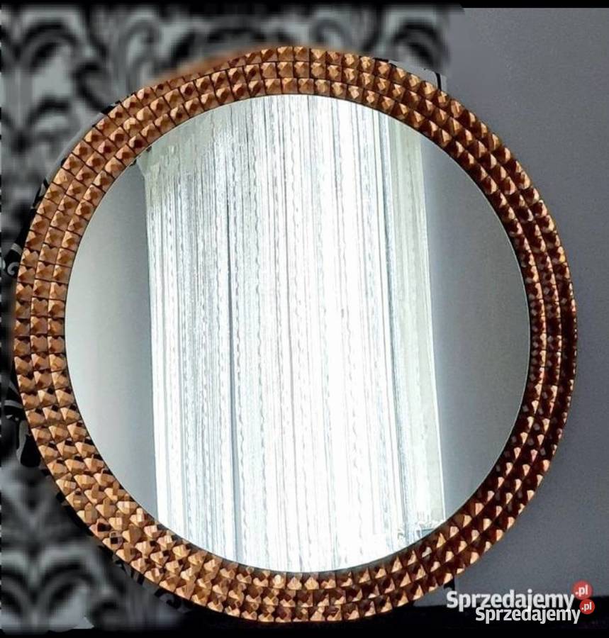 LUSTRO OKRĄGŁE MIEDZIANA RAMA MIEDŹ Dekoracje i ozdoby