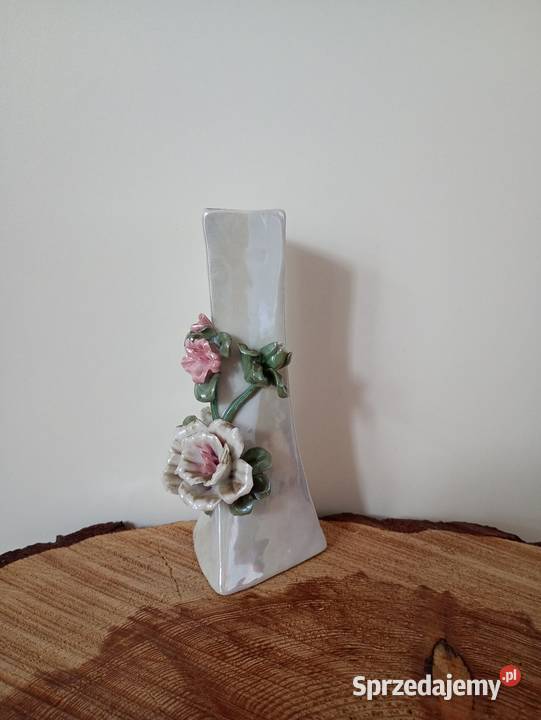 Śliczny Wazon z Różą porcelana stylowy wazonik z Włocławek