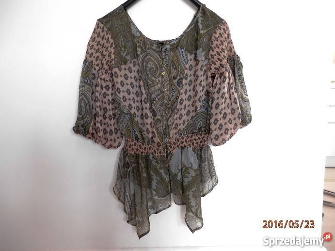 Bluzka Zara Jedwabna Zwiewna Hiszpanka Boho Rozmiar 36(S) Łomża