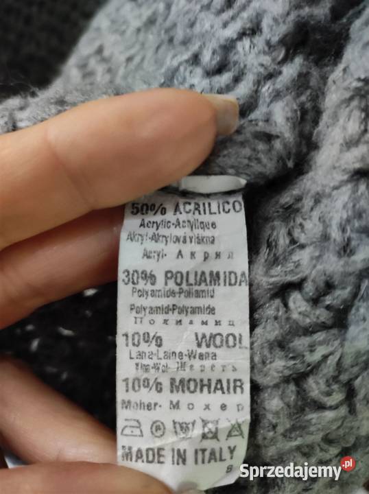Italy sweter wełniany kardigan gruby ciepły szary/srebrny świętokrzyskie Kielce