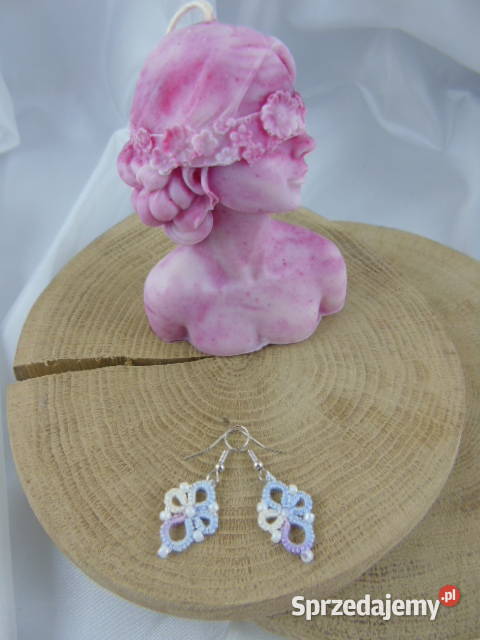 Kolczyki frywolitkowe różne wzory i kolory Wiśniowa