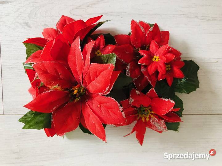 Sztuczne kwiaty ozdoba wiązanka stroik czerwone Łódź