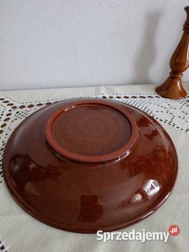 Duży talerz kamionka vintage Rękodzieło